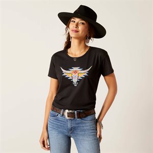 LADIES ARIAT T SHIRT GEO SKULL BLACK