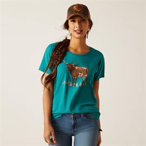 T SHIRT FEM LONGHORN GREEN ARIAT