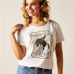 LADIES AMERICAN COWBOY WHITE ARIAT T SHIRT