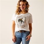 LADIES AMERICAN COWBOY WHITE ARIAT T SHIRT