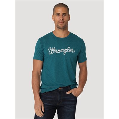 T SHIRT HOM WRANGLER LOGO CYAN