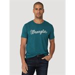 MENS WRANGLER LOGO CYAN T SHIRT