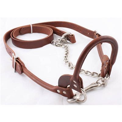 LEATHER SHOW HALTER BROWN MED