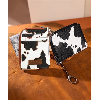 Étui à cartes mini zippé à imprimé vache Wrangler