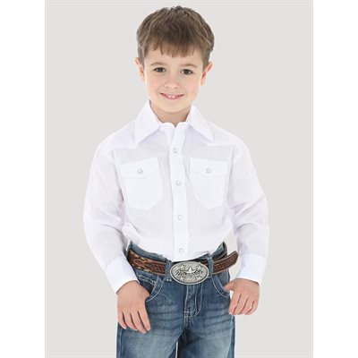 CHEMISE WRANGLER GARCON MANCHE LONGUE BLANC