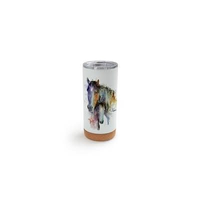 DC HORSE PAIR METAL TUMBLER WITH LID WHITE