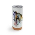 DC HORSE PAIR METAL TUMBLER WITH LID WHITE