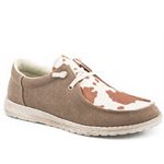 BROWN CANVAS COW PRINT ROPER SHOES