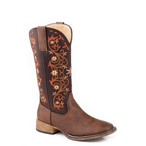 LADIES SQ TOE BROWN ROPER BOOT