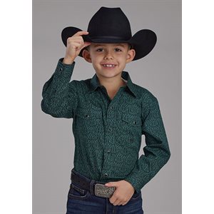 BOYS L / S VINTAGE PAISLEY GREEN ROPER SHIRT