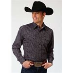 MENS L / S BLACK PAISLEY ROPER SHIRT