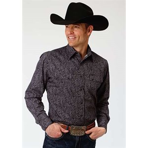 MENS L / S BLACK PAISLEY ROPER SHIRT