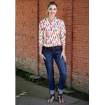 LADIES L / S BRIGHT FEATHER PRINT ROPER SHIRT