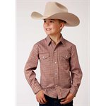 BOYS L / S GEO PRINT RED ROPER SHIRT