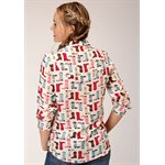 LADIES L / S BOOT PRINT WESTERN ROPER SHIRT