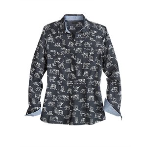 LADIES L / S COW TOILE BLUE TIN HAUL SHIRT