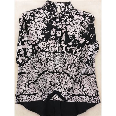 CHEMISE FILLES ROPER M / L NOIR / BLANC FLORAL