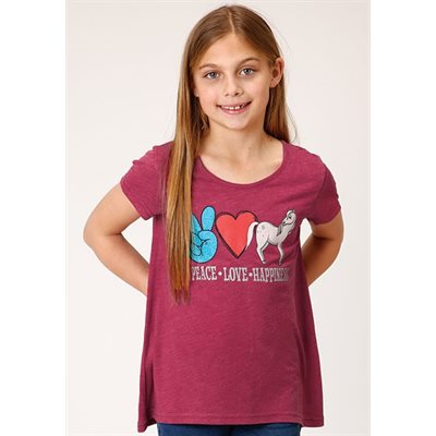 T SHIRT FILLE WINE ROPER PEACE LOVE