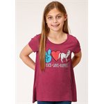 T SHIRT FILLE WINE ROPER PEACE LOVE