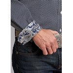 MENS L / S BROKEN DIAMOND NAVY STETSON SHIRT