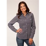 LADIES L / S GEO BURGUNDY ROPER SHIRT