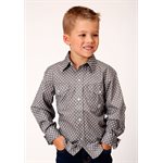 BOYS L / S DIAMOND GREY ROPER SHIRT