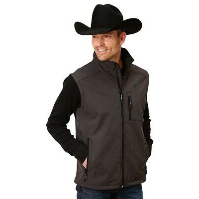 MENS SOFTSHELL CHARCOAL ROPER VEST