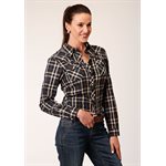 CHEMISE FEM M / L PLAID NAVY / CREAM / GOLD ROPER