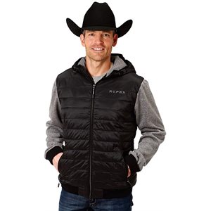 MENS BLACK POLY FILL ROPER JACKET