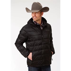 MENS BLACK / GREY SLEEVES POLY FILL ROPER JACKET