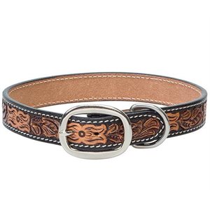 DOG COLLAR FLORAL TOOLED 21