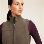 LADIES BEIGE LOGO BURGUNDY VEST SOFTSHELL ARIAT