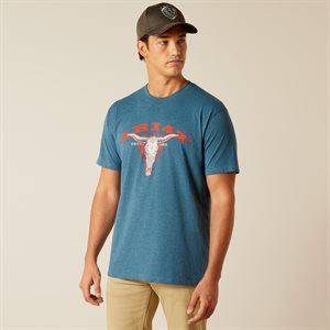 T SHIRT HOMME ARIAT ABILENE SKULL BLUE