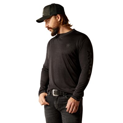 L / S T SHIRT HOMME ARIAT NOIR CHARGER LOGO