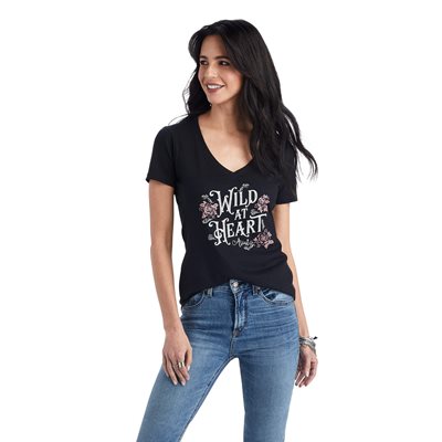 LADIES BLACK WILD HEART ARIAT T SHIRT