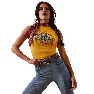 RODEO CHICA YELLOW TANK TOP FEM ARIAT