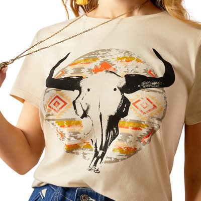 T SHIRT FEMME ARIAT LONGHORN NATUREL