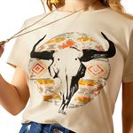 T SHIRT FEMME ARIAT LONGHORN NATUREL