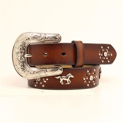 GIRLS BELT HORSESHOE CONC BROWN