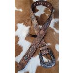 LADIES NOCONA BELT CRYSTAL STUDS BLACK / BROWN