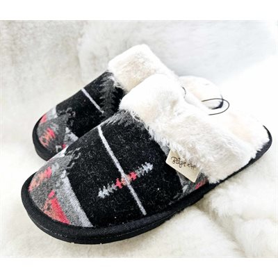 LADIES ABBIE SLIDE SLIPPER BLACK / PINK