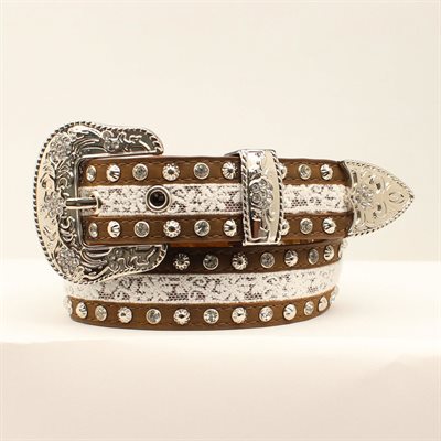 GIRLS BROWN / WHITE STUD BELT