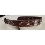 MENS NOCONA BROWN DIAMOND CONC BASKET BELT