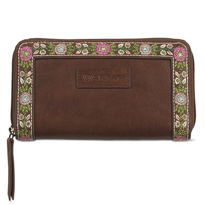 ADDISON FLORAL WALLET BRUN